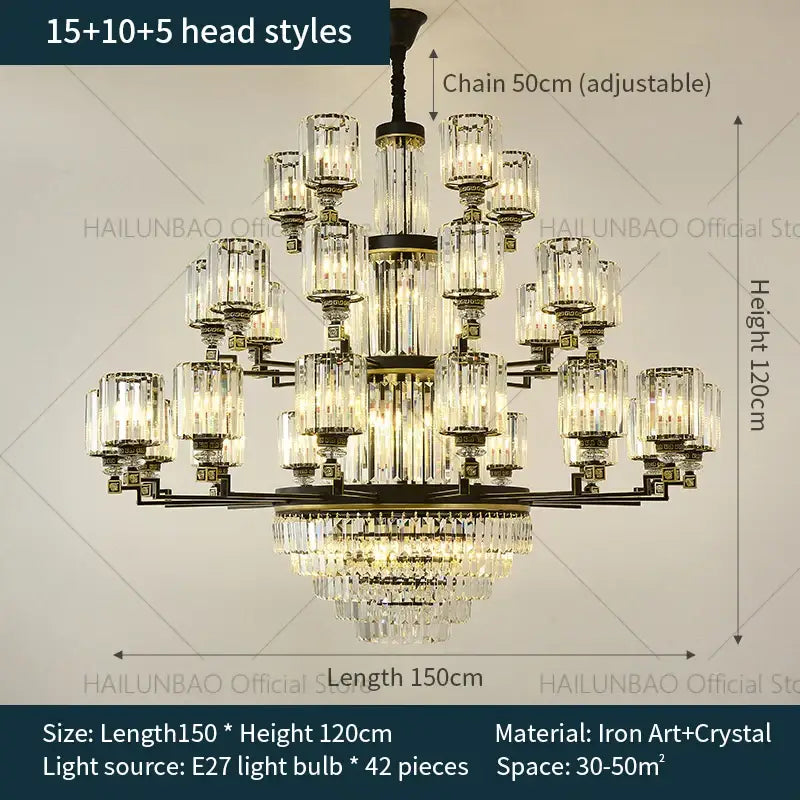 Decorbites crystal chandelier light black & gold dining room luxury