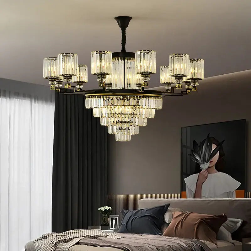Decorbites crystal chandelier light black & gold dining room luxury