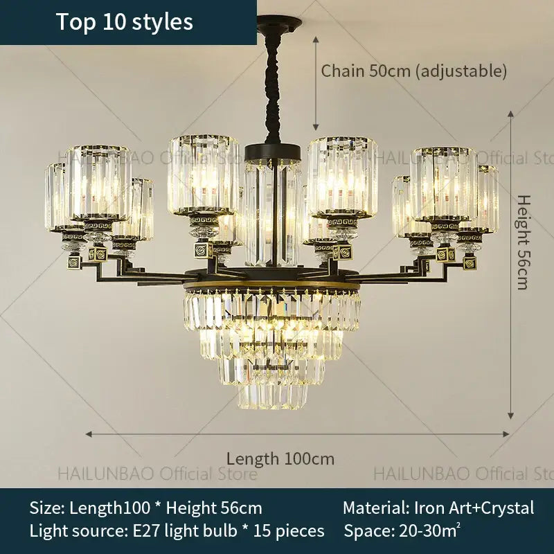 Decorbites crystal chandelier light black & gold dining room luxury
