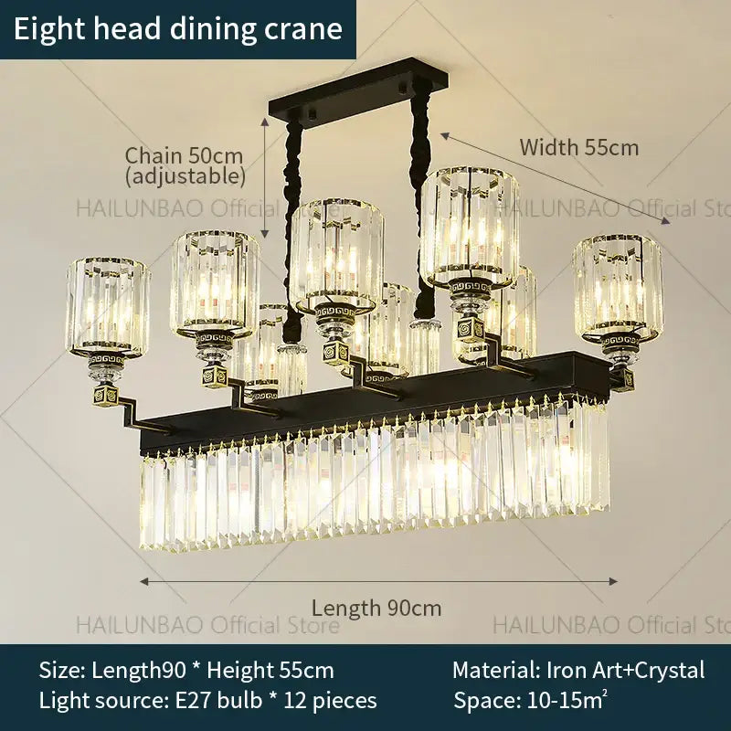 Decorbites crystal chandelier light black & gold dining room luxury