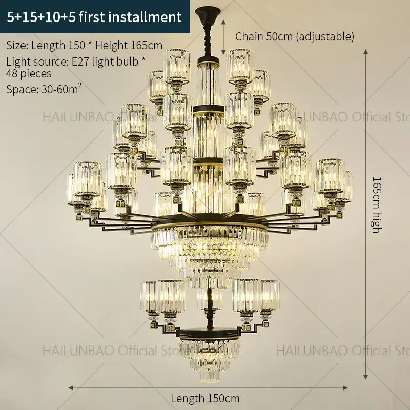 Decorbites crystal chandelier light black & gold dining room luxury