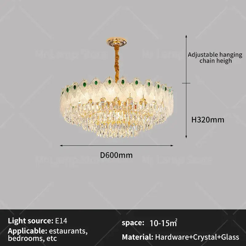 French luxury green and gold decorbites crystal chandelier living room