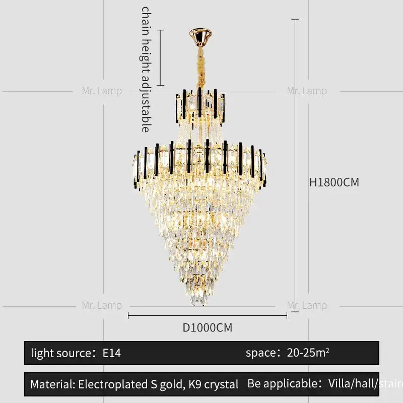 Luxury black & gold decorbites crystal chandelier light living room
