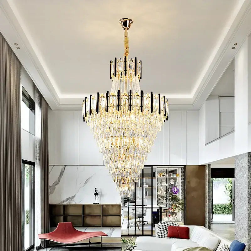 Luxury black & gold decorbites crystal chandelier light living room