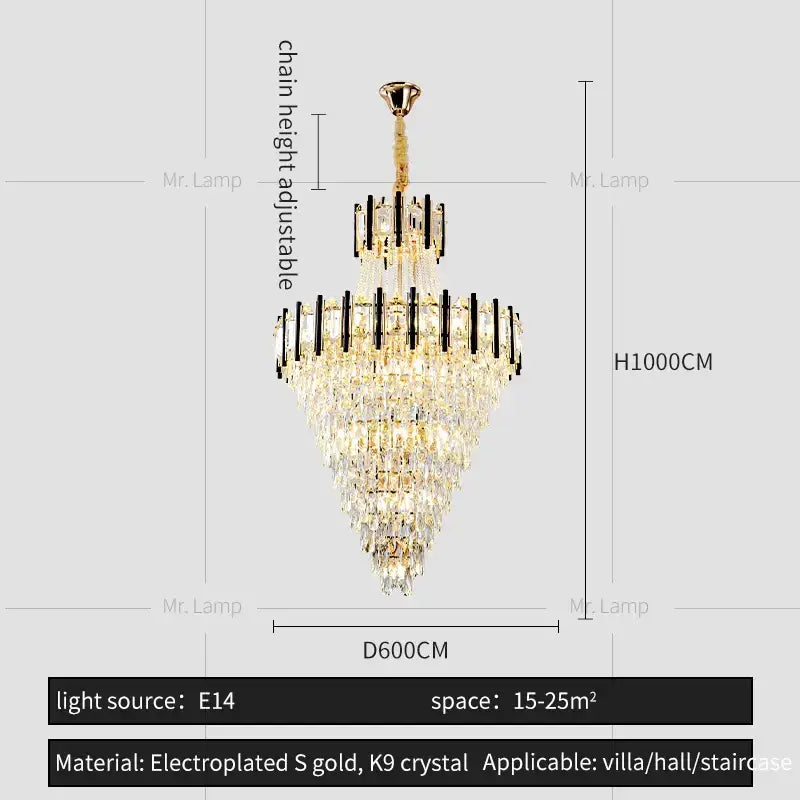 Luxury black & gold decorbites crystal chandelier light living room