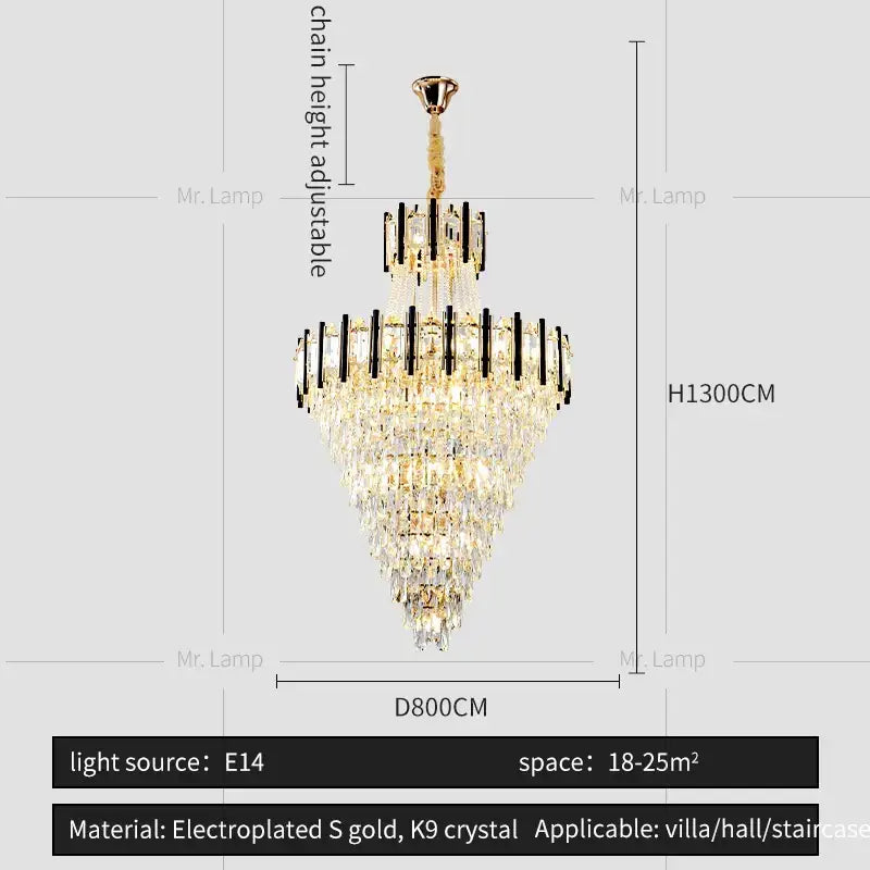 Luxury black & gold decorbites crystal chandelier light living room