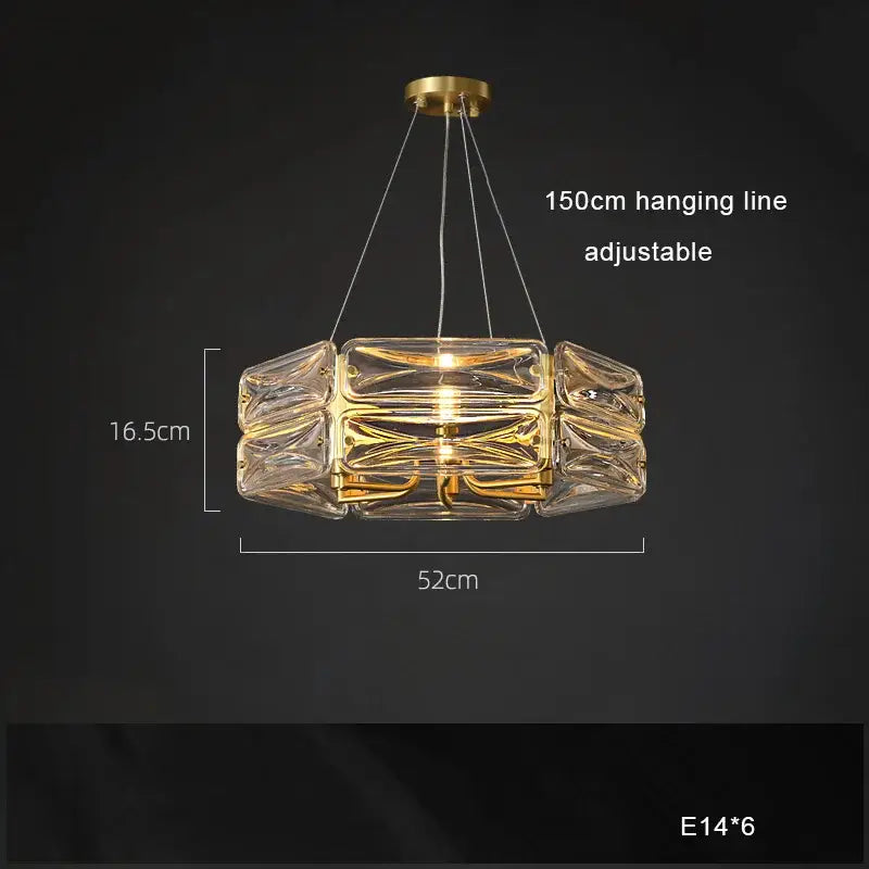 Modern geometric gold crystal chandelier lighting for dining room