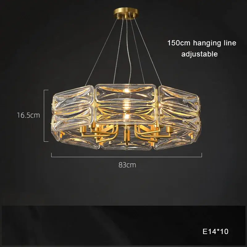 Modern geometric gold crystal chandelier lighting for dining room