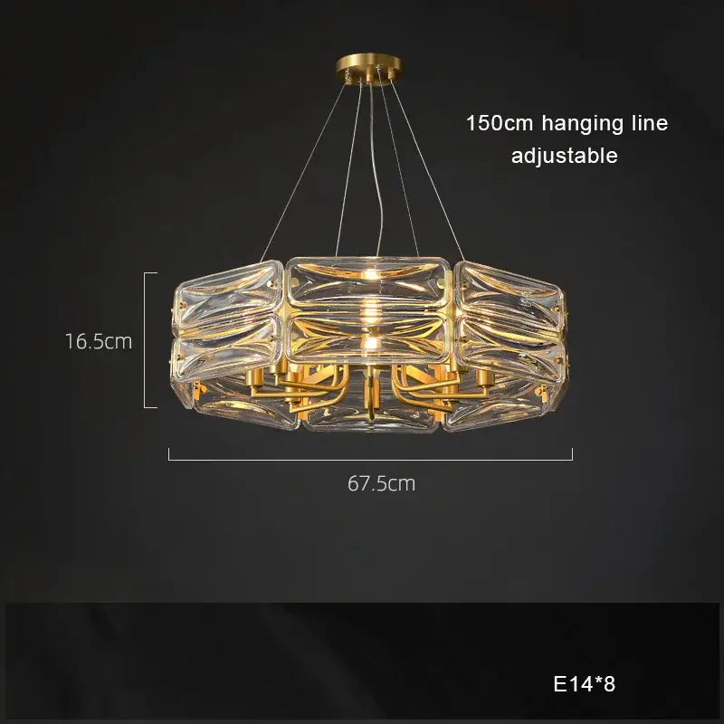 Modern geometric gold crystal chandelier lighting for dining room