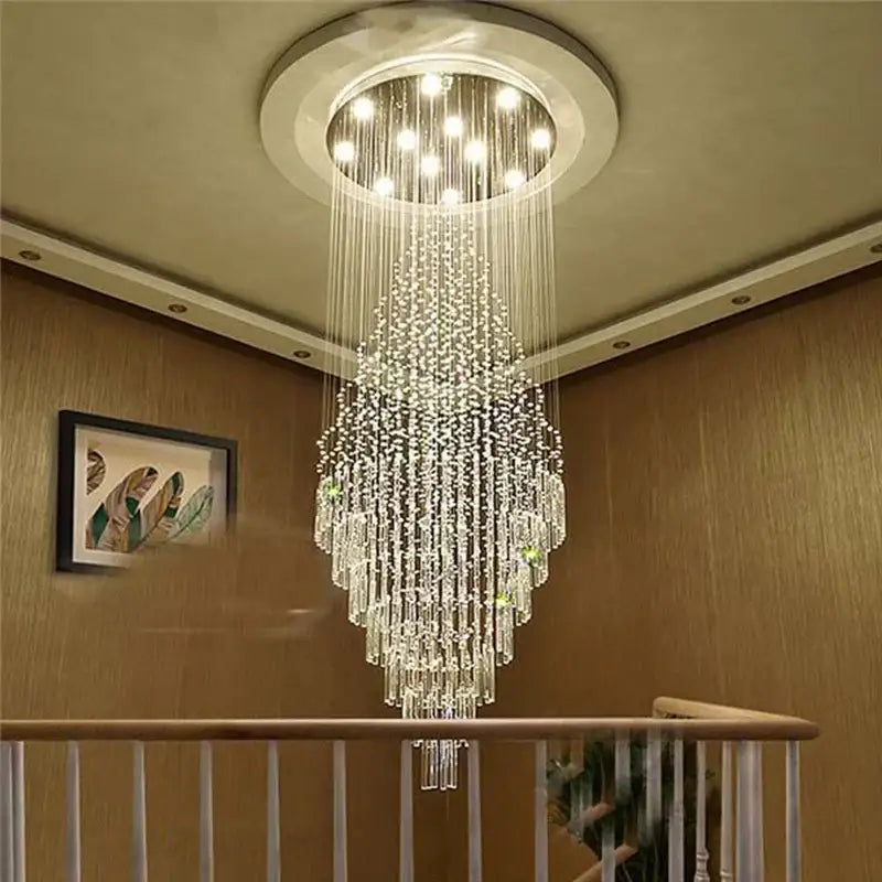 Modern decorbites crystal chandelier staircase cascading glass light
