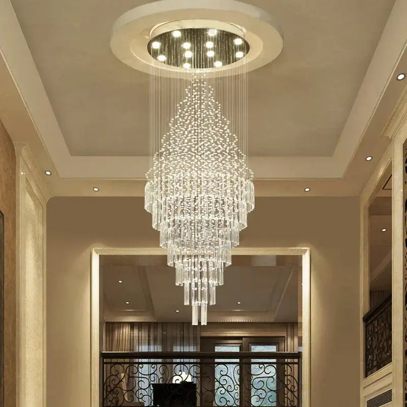 Modern decorbites crystal chandelier staircase cascading glass light
