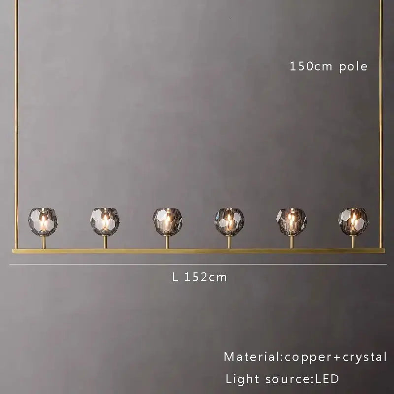 Modern gold linear crystal chandelier lights kitchen pendant