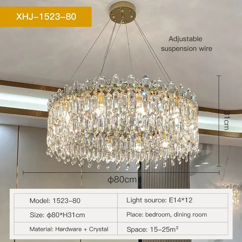 DecorBites™ Crystal Chandelier: Luxe LED Living Room Decoration