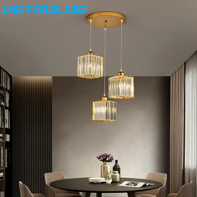 Modern gold decorbites crystal chandelier dining room pendant light