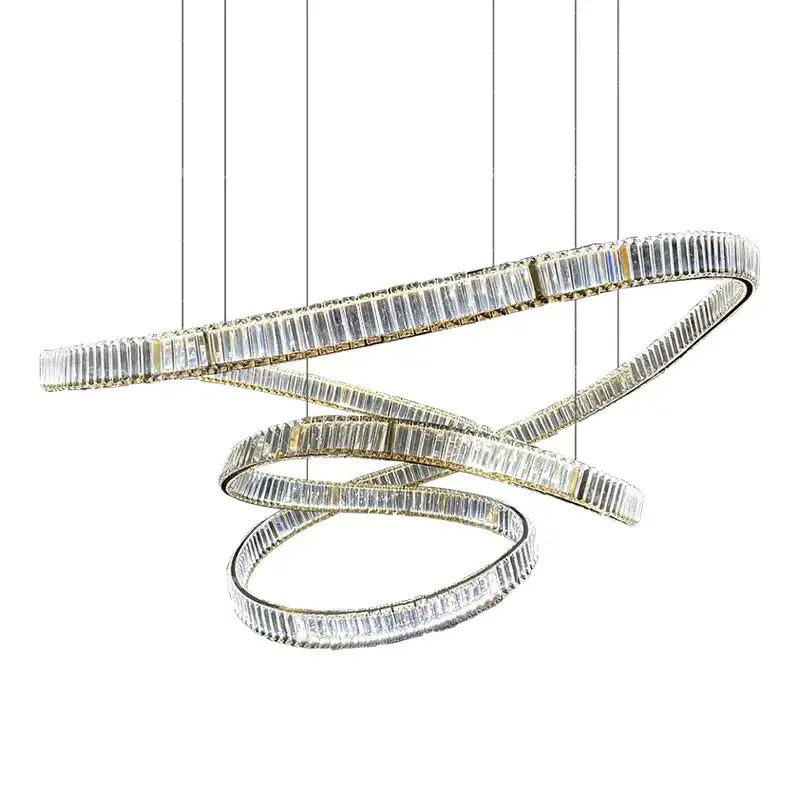 Modern spiral silver decorbites crystal chandelier living room light
