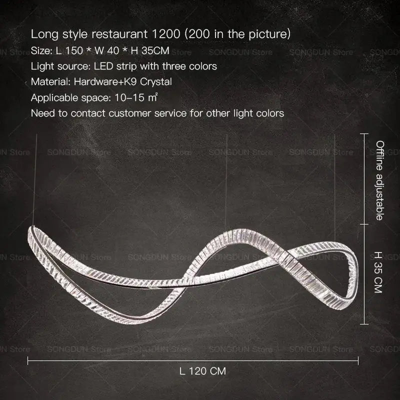 Modern spiral silver decorbites crystal chandelier living room light