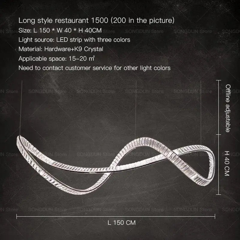 Modern spiral silver decorbites crystal chandelier living room light