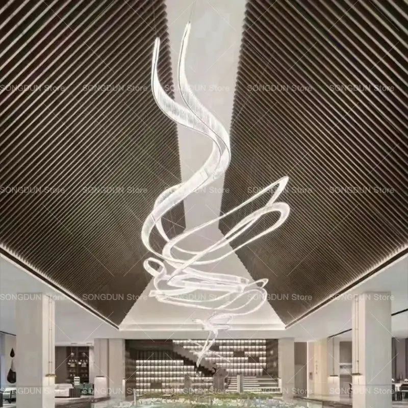 Modern spiral silver decorbites crystal chandelier living room light
