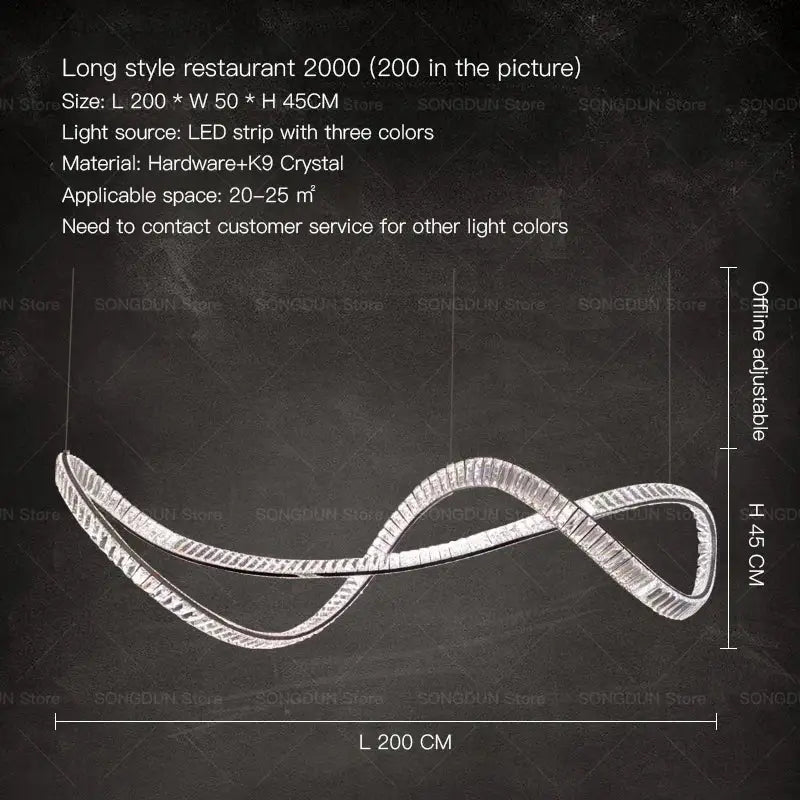 Modern spiral silver decorbites crystal chandelier living room light