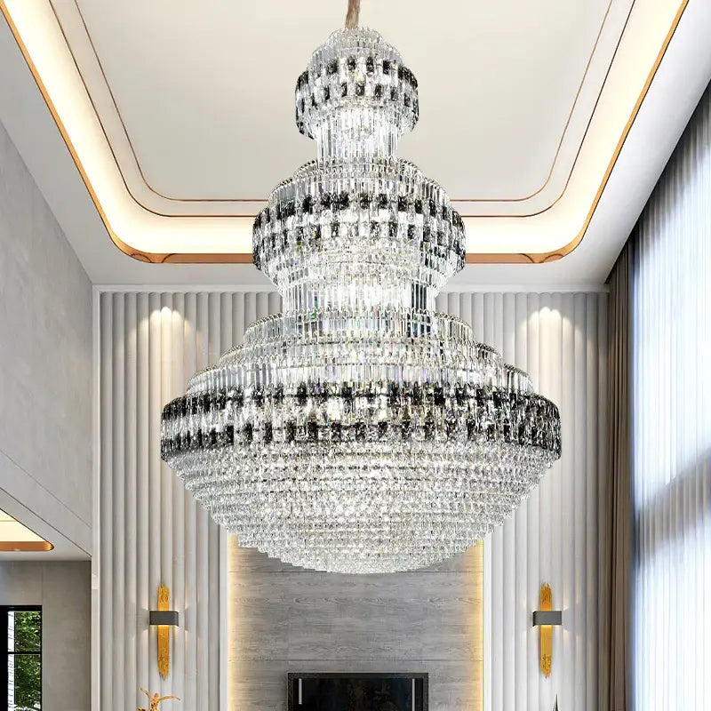 Luxury gold and clear black decorbites crystal chandelier living room
