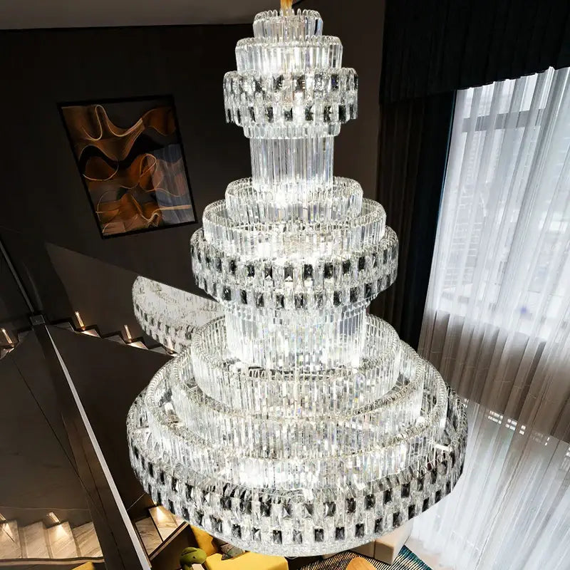 Luxury gold and clear black decorbites crystal chandelier living room