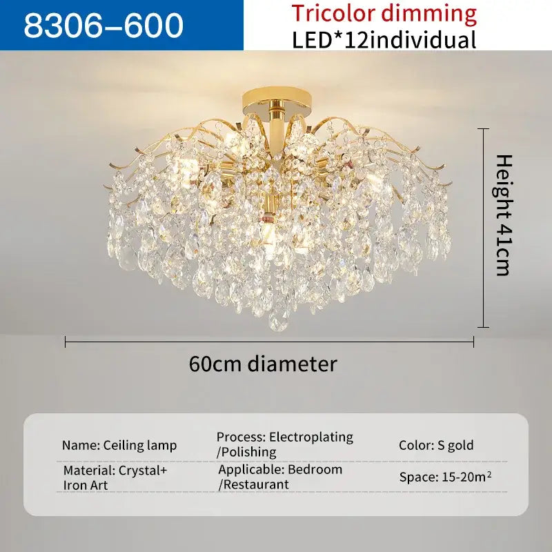 DecorBites™ Crystal Chandelier: Luxury French Retro Charm, Modern & Romantic Lighting