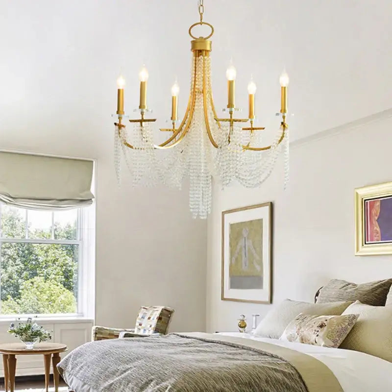 DecorBites™ Crystal Chandelier: Luxury Hanging Lamp for Romantic Indoor Decor