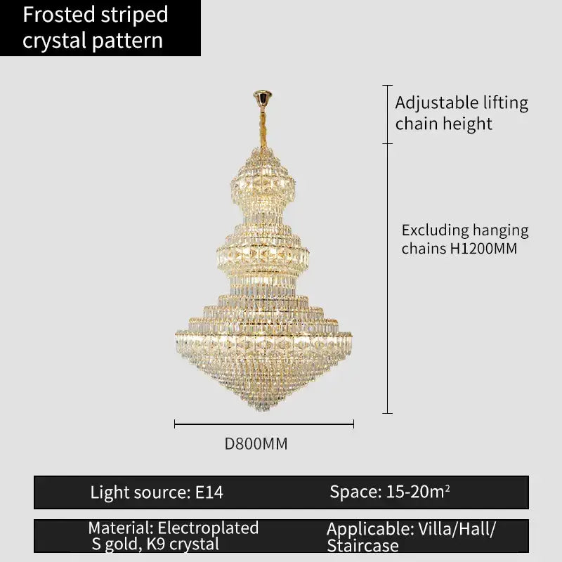 DecorBites™ Crystal Chandelier: Luxury High School High-End Living Room Light Fixture