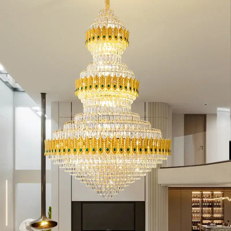 DecorBites™ Crystal Chandelier: Luxury High School High-End Living Room Light Fixture
