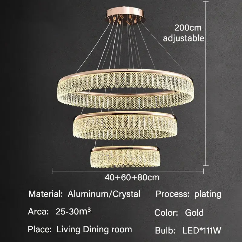 Decorbites crystal chandelier modern gold tiered light for living room
