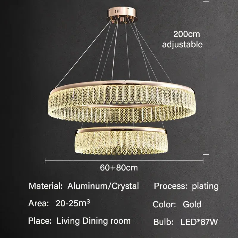 Decorbites crystal chandelier modern gold tiered light for living room