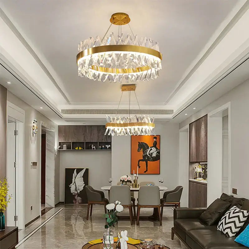 DecorBites™ Crystal Chandelier: Luxury LED Pendant Lighting for Hotel, Lobby, Living Room