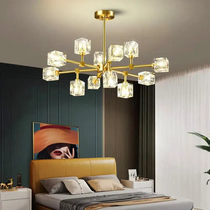 DecorBites™ Crystal Chandelier: Luxury Living Room & Bedroom Pendant Light