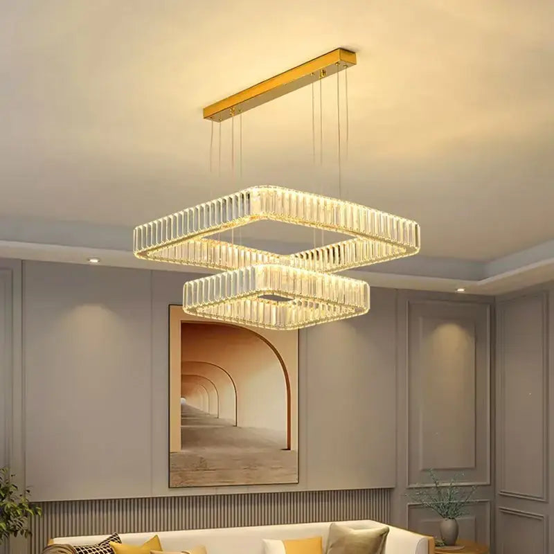 DecorBites™ Crystal Chandelier: Luxury Living Room & Bedroom Pendant Light