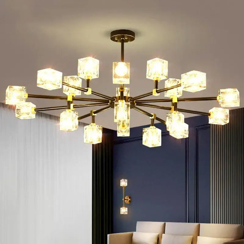 DecorBites™ Crystal Chandelier: Luxury Living Room & Bedroom Pendant Light