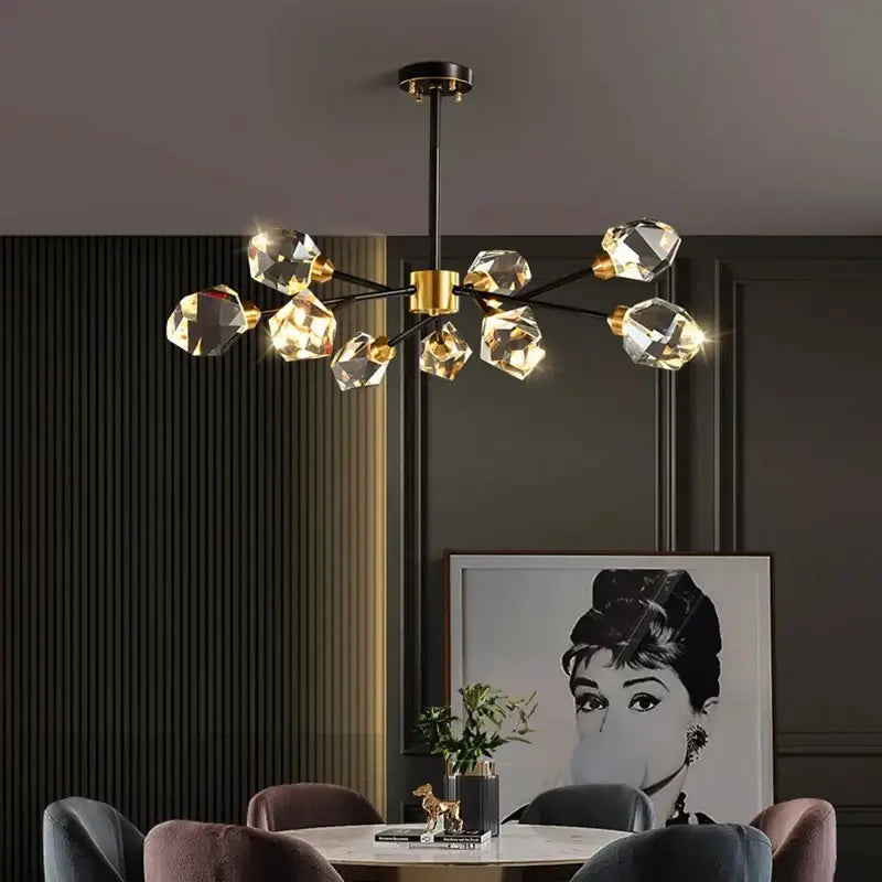 DecorBites™ Crystal Chandelier: Luxury Living Room Dining Ceiling Light