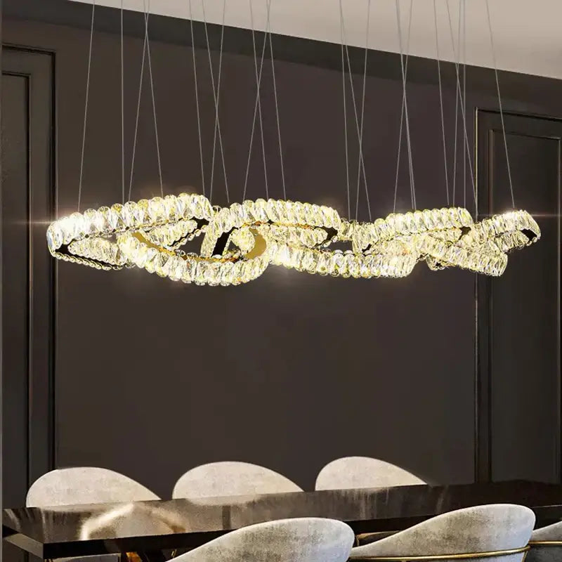 DecorBites™ Crystal Chandelier: Luxury Living Room & Dining Room Pendant Light
