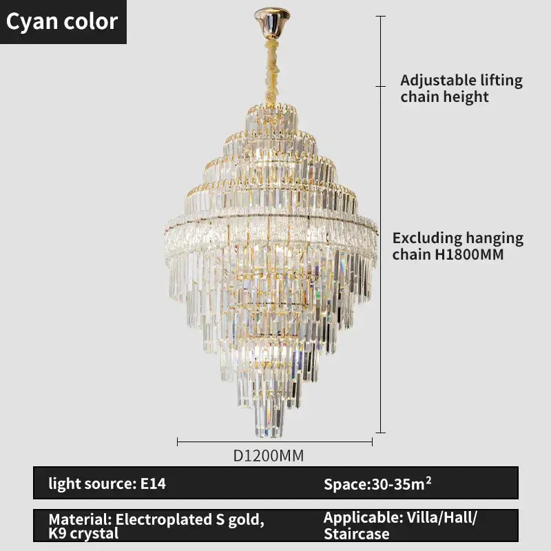 DecorBites™ Crystal Chandelier: Luxury Living Room Lamp, Modern Design, Elegant Lighting Option