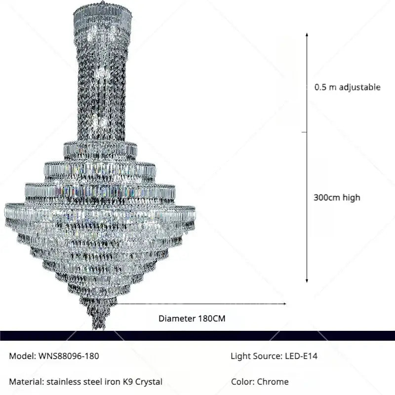 DecorBites™ Crystal Chandelier: Luxury Modern Staircase & Living Room, Hotel & Villa Lighting