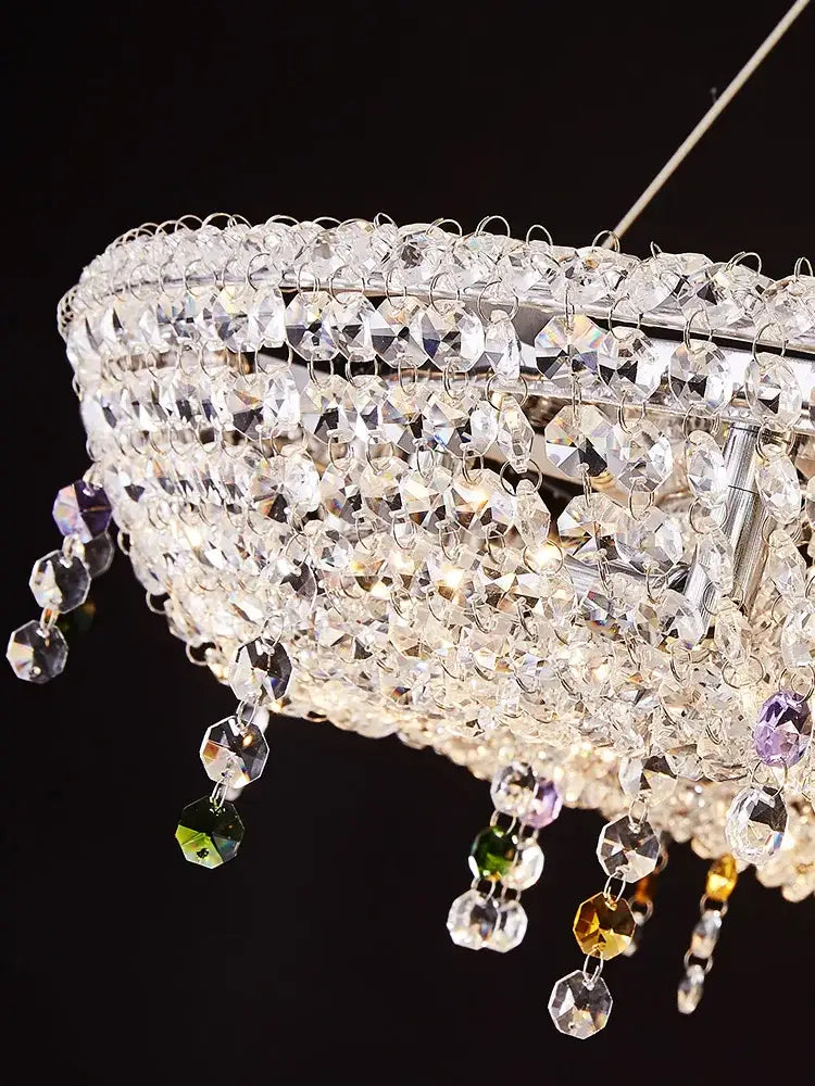 DecorBites™ Crystal Chandelier: Luxury Oval LED Pendant Light for Living & Dining Room