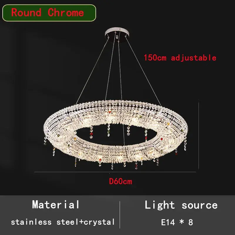 DecorBites™ Crystal Chandelier: Luxury Oval LED Pendant Light for Living & Dining Room