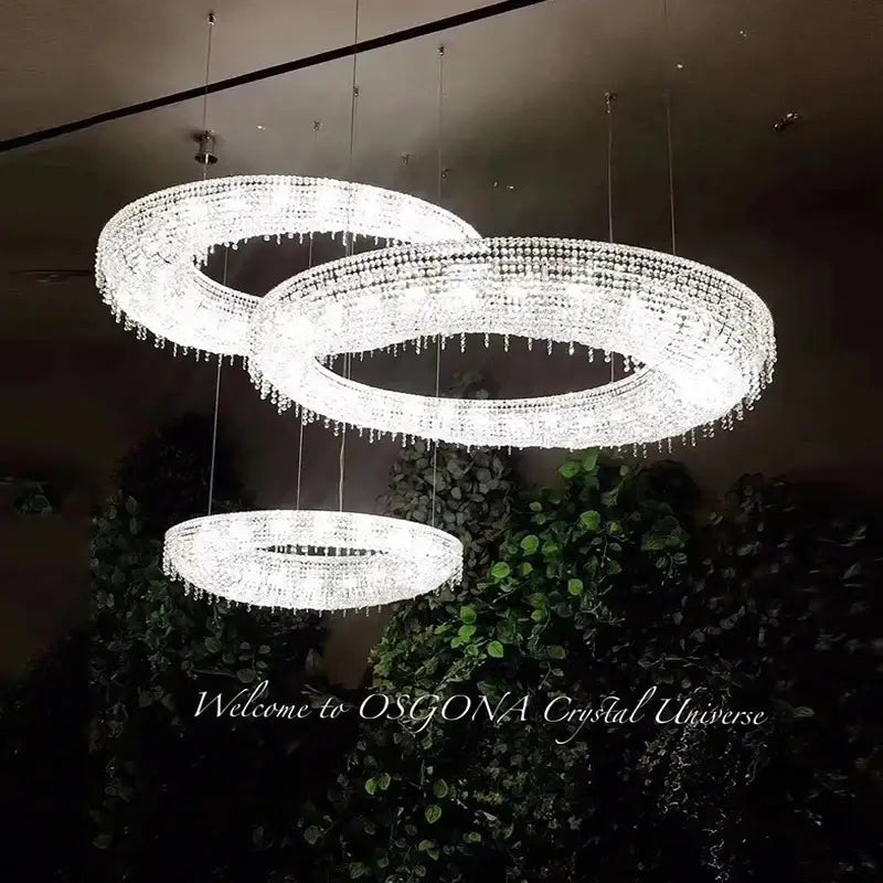 DecorBites™ Crystal Chandelier: Luxury Oval LED Pendant Light for Living & Dining Room