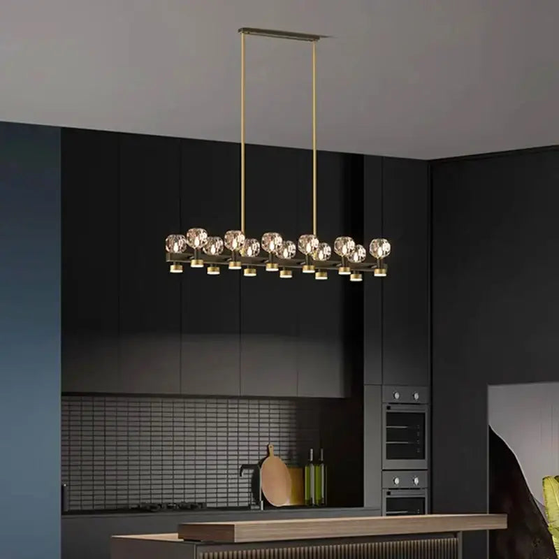 Decorbites crystal chandelier gold linear dining room globe light