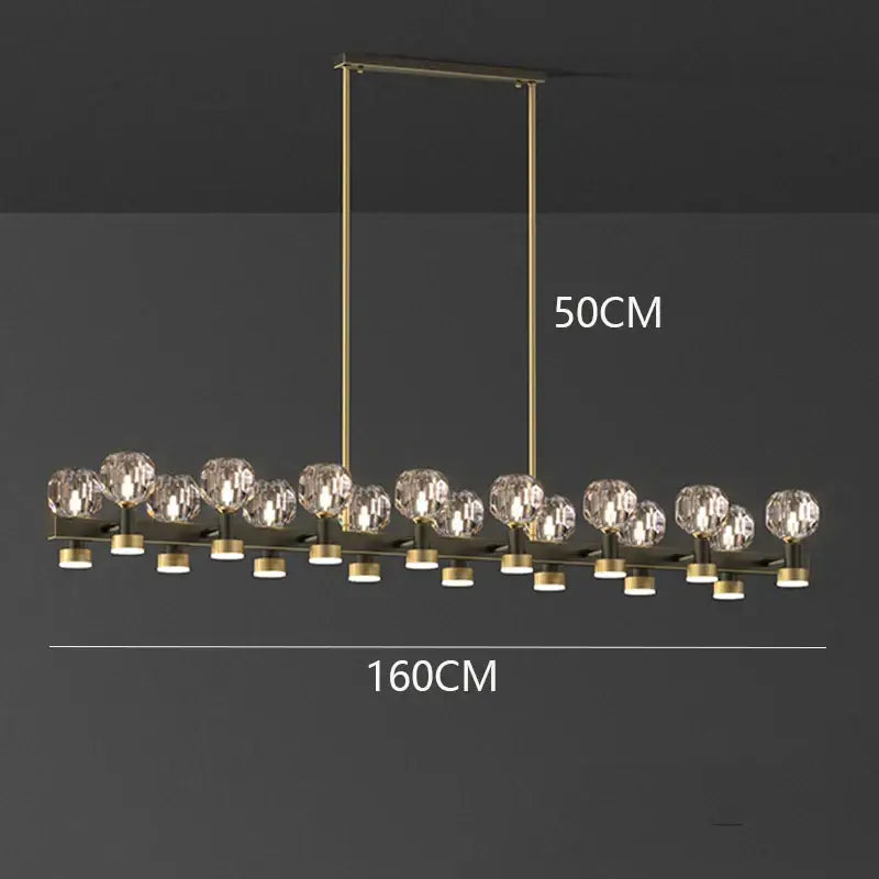 Decorbites crystal chandelier gold linear dining room globe light