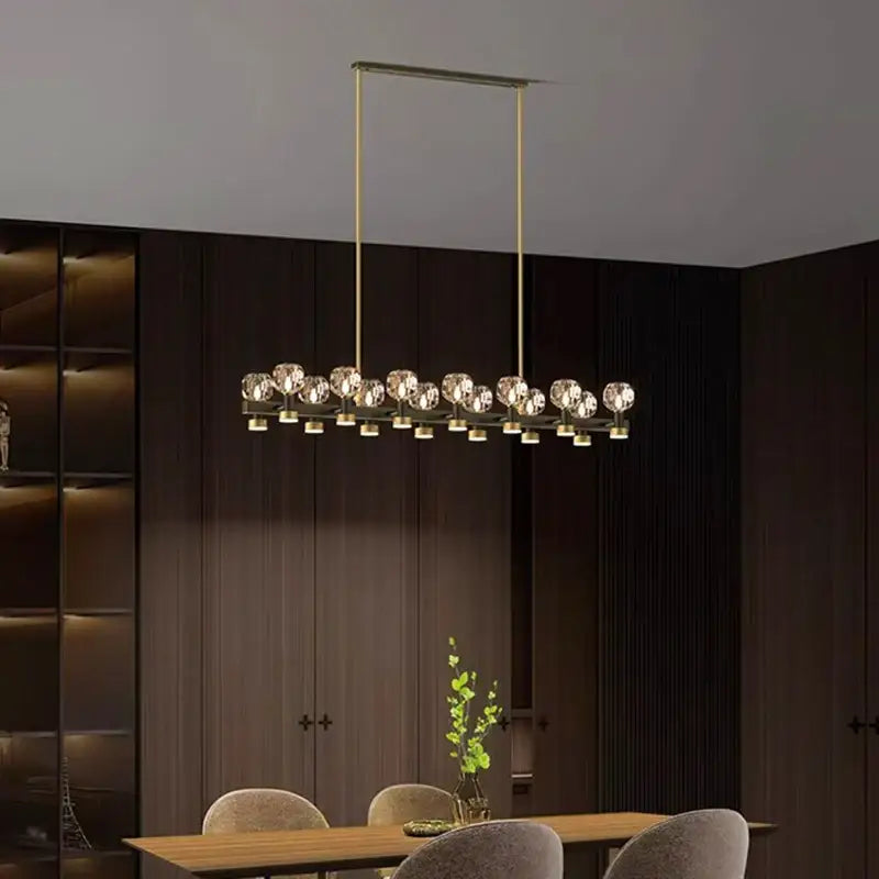 Decorbites crystal chandelier gold linear dining room globe light