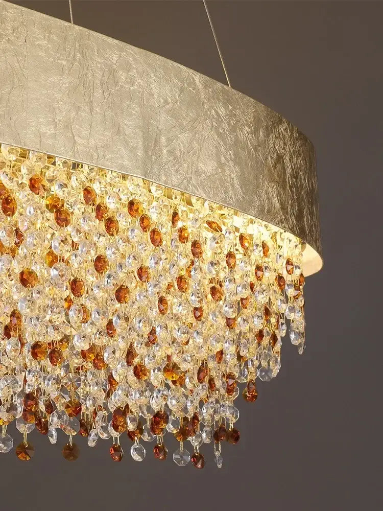 DecorBites™ Crystal Chandelier: Modern Circular Design for Living Room, Lobby, Kitchen Island.