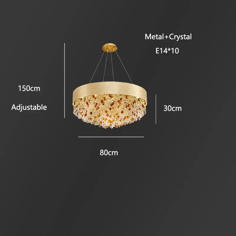 DecorBites™ Crystal Chandelier: Modern Circular Design for Living Room, Lobby, Kitchen Island.