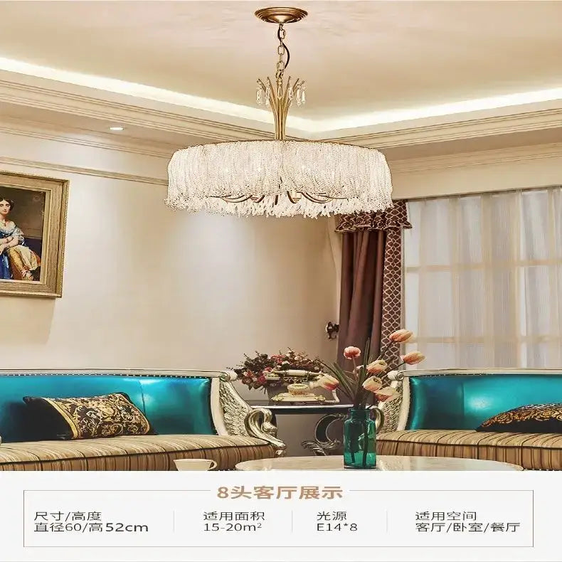 DecorBites™ Crystal Chandelier: Modern Clear Glass Pendant Lamp for Villa Hall and Bedroom