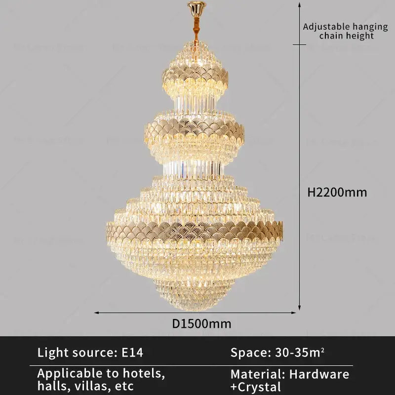 Modern gold decorbites crystal chandelier for staircase living room