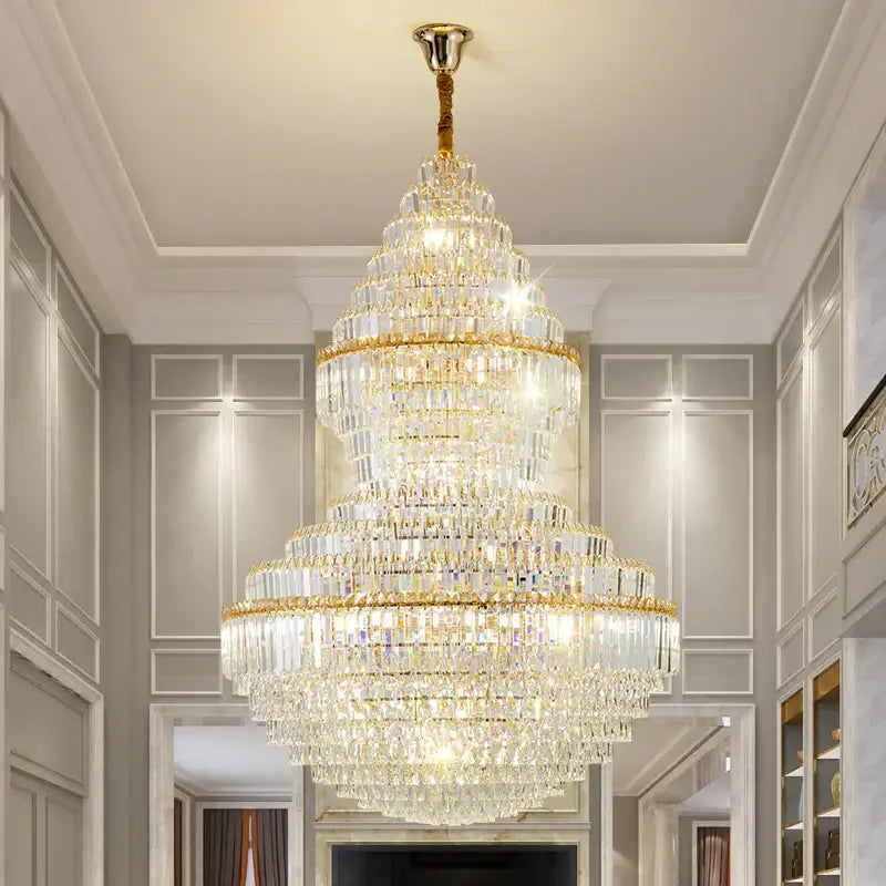 DecorBites™ Crystal Chandelier: Modern Duplex Loft & Villa Living Room Lighting